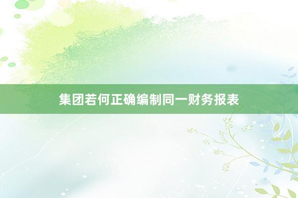 集团若何正确编制同一财务报表